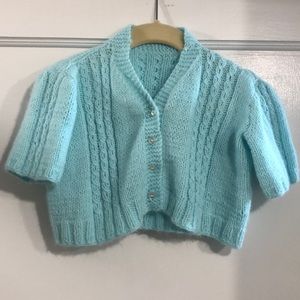 NWOT handmade 12-18M seafoam short sleeve sweater